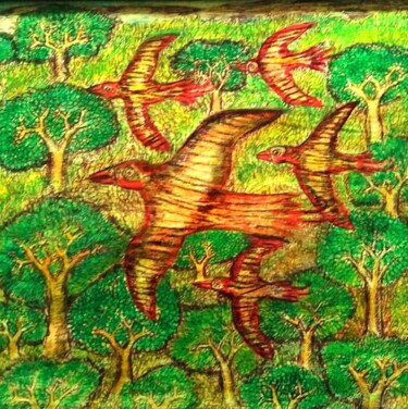 Pintura titulada "Rain forest" por Lash Art Studio, Obra de arte original, Acrílico