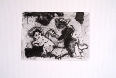 Gravures & estampes intitulée "Vénus et satyre (cu…" par René Lannoy, Œuvre d'art originale, Eau-forte
