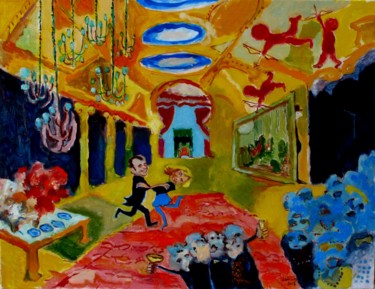 Peinture intitulée "Tango au Palais 61x…" par René Lannoy, Œuvre d'art originale, Huile Monté sur Châssis en bois