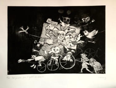 Gravures & estampes intitulée "ZOO PARADE pour l'é…" par René Lannoy, Œuvre d'art originale, Eau-forte