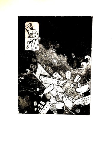 Gravures & estampes intitulée "Le VIRUS qui disper…" par René Lannoy, Œuvre d'art originale, Eau-forte