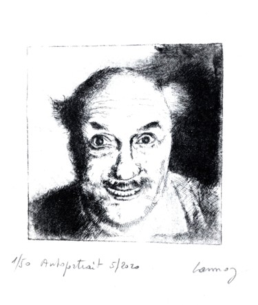 Gravures & estampes intitulée "AUTOPORTRAIT" par René Lannoy, Œuvre d'art originale, Eau-forte