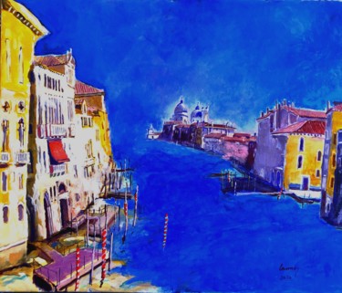 Painting titled "VENISE confinée" by René Lannoy, Original Artwork, Oil