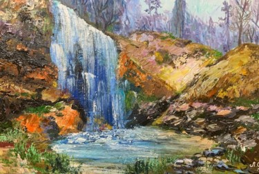 Malerei mit dem Titel "chute d'eau paysage…" von Svetlana Lanovenko, Original-Kunstwerk, Öl