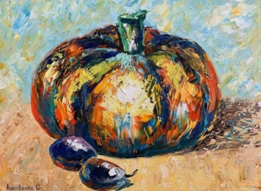 Картина под названием "Pumpkin and plums o…" - Светлана Лановенко, Подлинное произведение искусства, Масло