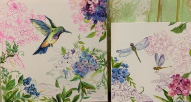 Картина под названием "Oil Hummingbird dra…" - Светлана Лановенко, Подлинное произведение искусства, Масло