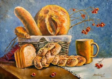 Pintura intitulada "Petits pains baguet…" por Svetlana Lanovenko, Obras de arte originais, Óleo