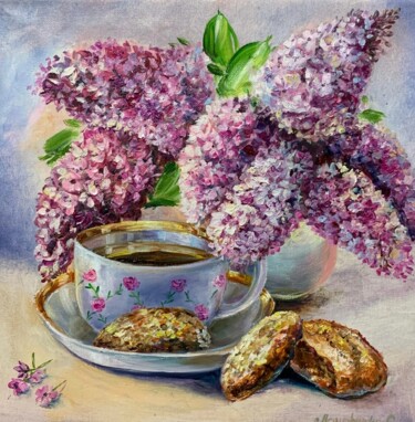 Painting titled "aroma of spring flo…" by Svetlana Lanovenko, Original Artwork, Oil