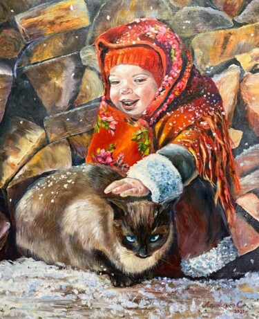 Painting titled "oil painting, Russi…" by Svetlana Lanovenko, Original Artwork, Oil