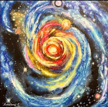 Ζωγραφική με τίτλο "My cosmos, my unive…" από Светлана Лановенко, Αυθεντικά έργα τέχνης, Λάδι