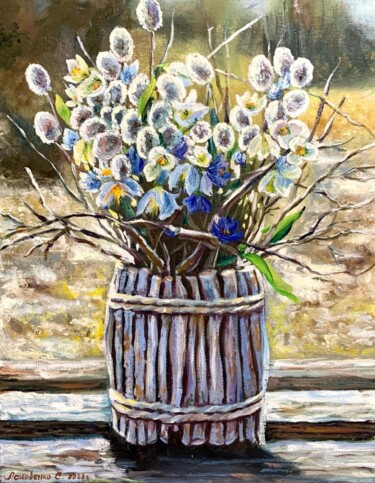 Malerei mit dem Titel "Spring bouquet of w…" von Svetlana Lanovenko, Original-Kunstwerk, Öl