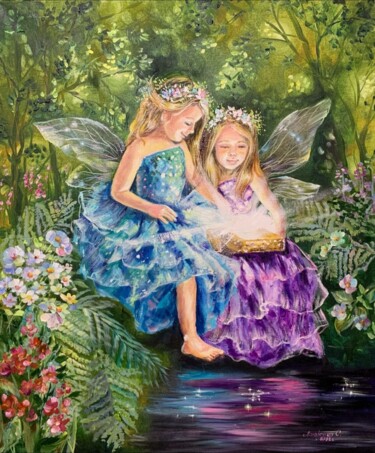 Painting titled "Fairies in the fair…" by Svetlana Lanovenko, Original Artwork, Oil