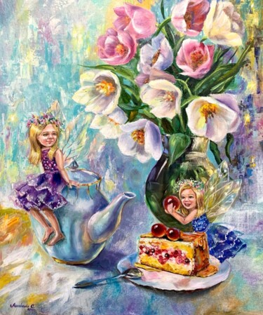 Painting titled "magic fairies oil p…" by Svetlana Lanovenko, Original Artwork, Oil