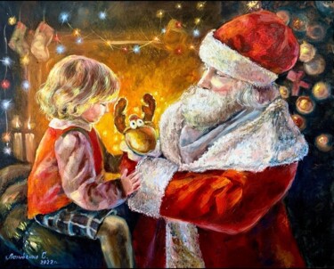 Painting titled "Oil Painting Santa…" by Svetlana Lanovenko, Original Artwork, Oil