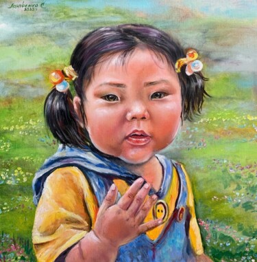 Malerei mit dem Titel "Baby girl Asia beau…" von Svetlana Lanovenko, Original-Kunstwerk, Öl