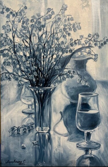 Картина под названием "Oil painting lilies…" - Светлана Лановенко, Подлинное произведение искусства, Масло