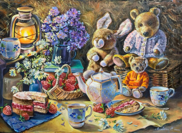 Pintura titulada "Toys oil painting b…" por Svetlana Lanovenko, Obra de arte original, Oleo