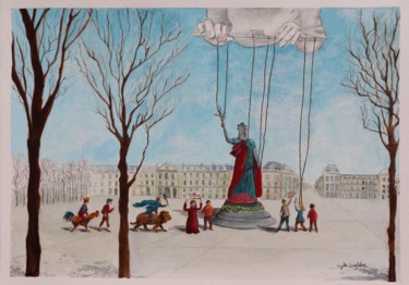 Painting titled "Place de la républi…" by Sophie Lantelme, Original Artwork, Gouache