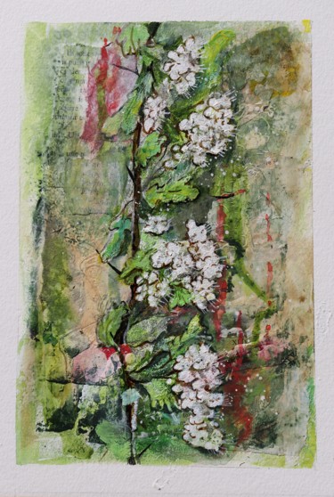 Painting titled "Branche d'aubépine" by Sophie Lantelme, Original Artwork, Acrylic