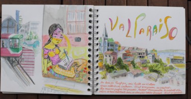 Peinture intitulée "Valparaiso" par Sophie Lantelme, Œuvre d'art originale, Aquarelle