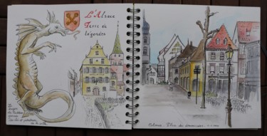 Peinture intitulée "Colmar et l'alsace" par Sophie Lantelme, Œuvre d'art originale, Aquarelle