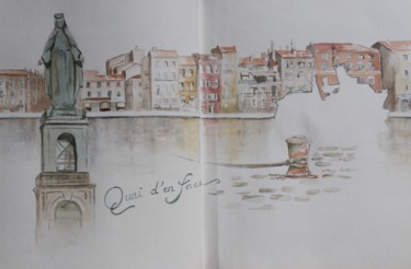 Peinture intitulée "Sète" par Sophie Lantelme, Œuvre d'art originale, Aquarelle