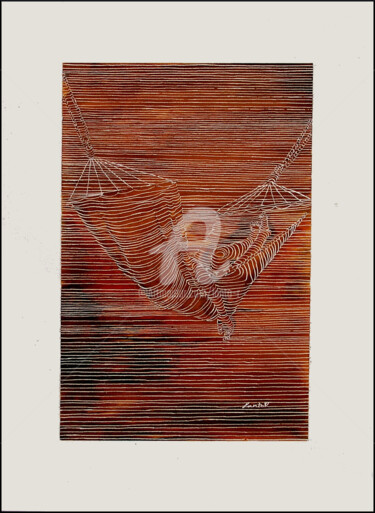 Malerei mit dem Titel "Le repos, en vacanc…" von Lanto R., Original-Kunstwerk, Tinte Auf Andere starre Platte montiert