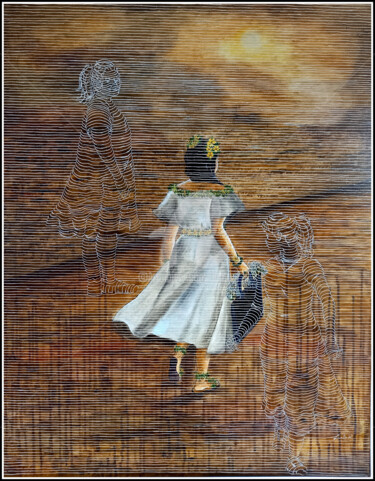 Schilderij getiteld "Dans mon sillage" door Lanto R., Origineel Kunstwerk, Acryl
