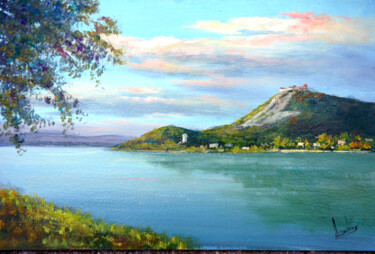 Painting titled "Danube river / Rivi…" by Gyorgy Lantos, Original Artwork, Oil