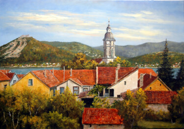 「Visegrad at Danube…」というタイトルの絵画 Gyorgy Lantosによって, オリジナルのアートワーク, オイル