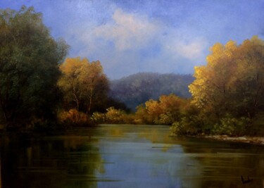 Painting titled "Dead river channel/…" by Gyorgy Lantos, Original Artwork, Oil