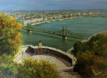 「Budapest Panorama/P…」というタイトルの絵画 Gyorgy Lantosによって, オリジナルのアートワーク, オイル