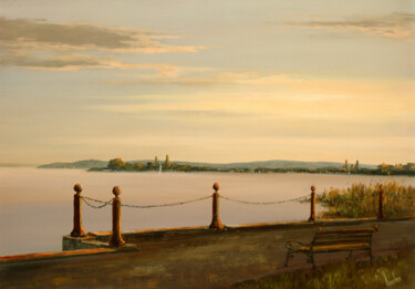Malerei mit dem Titel "Evening in Balatonf…" von Gyorgy Lantos, Original-Kunstwerk, Öl