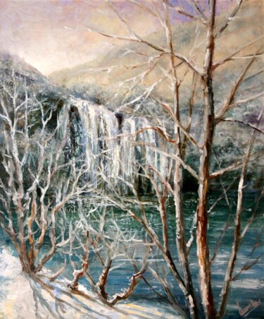 Pintura intitulada "Winter on lakes/Hiv…" por Gyorgy Lantos, Obras de arte originais, Óleo