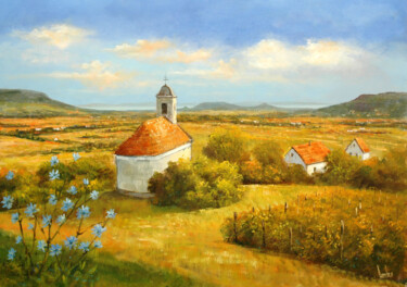 Pintura titulada "Countryside at Bala…" por Gyorgy Lantos, Obra de arte original, Oleo