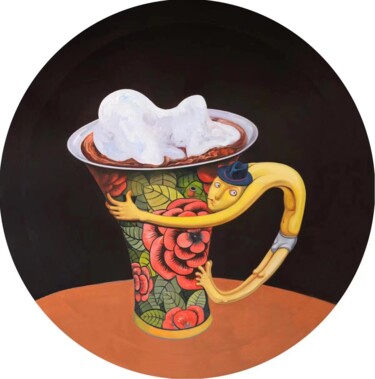 Schilderij getiteld "咖啡杯" door Lao Ba, Origineel Kunstwerk, Olie