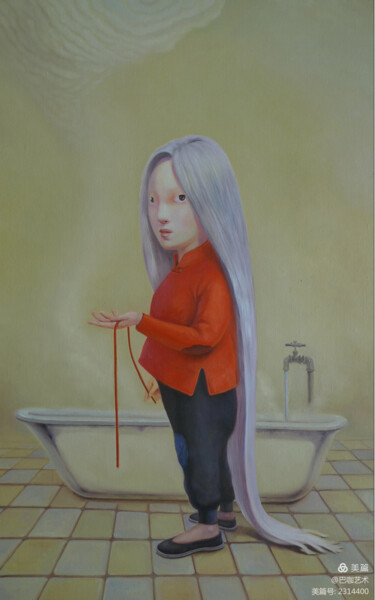 Painting titled "白毛女" by Lao Ba, Original Artwork, Oil