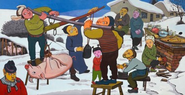 Malerei mit dem Titel "童年的记忆" von Lao Ba, Original-Kunstwerk, Acryl Auf Keilrahmen aus Holz montiert