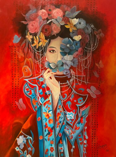Картина под названием "Haruna" - Laorens, Подлинное произведение искусства, Масло Установлен на Деревянная рама для носилок