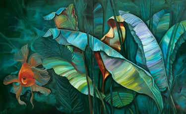 Картина под названием "Poisson tropical" - Laorens, Подлинное произведение искусства, Масло