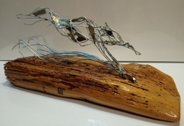 Sculpture titled "Lévrier : L139" by Laou, Original Artwork, Metals