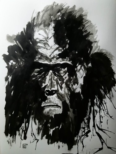 Drawing titled "Titus : L167" by Laou, Original Artwork, Ink Mounted on Glass
