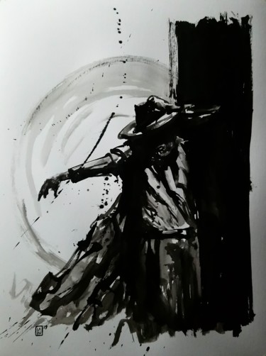 Zeichnungen mit dem Titel "King : L182" von Laou, Original-Kunstwerk, Tinte Auf Glas montiert