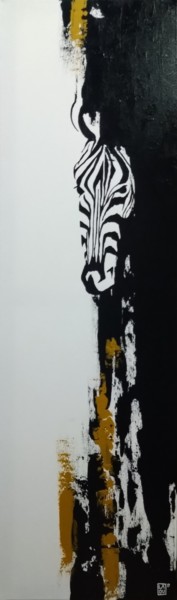 Pittura intitolato "Zèbre : L209" da Laou, Opera d'arte originale, Acrilico Montato su Telaio per barella in legno