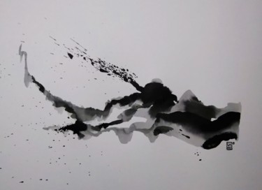 Drawing titled "Agression : L231" by Laou, Original Artwork, Ink Mounted on Glass