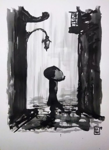 Dessin intitulée "Rain : L242" par Laou, Œuvre d'art originale, Encre