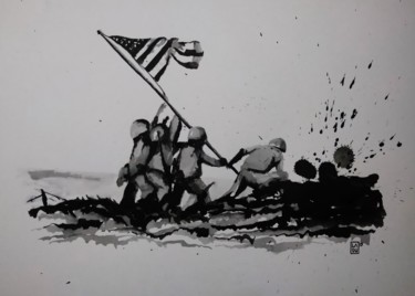 Dibujo titulada "Iwo Jima : L244" por Laou, Obra de arte original, Tinta