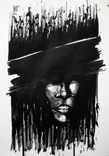Drawing titled "Reset :L255" by Laou, Original Artwork, Ink