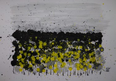 Drawing titled "Tournesol : L259" by Laou, Original Artwork, Ink Mounted on Glass