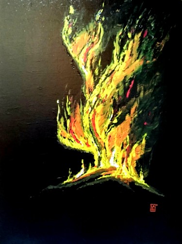 Peinture intitulée "Le brasier : L006" par Laou, Œuvre d'art originale, Acrylique